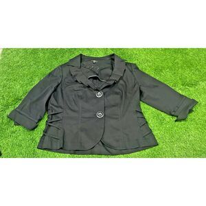 Vex Collection Women's Two-Button 90's Blazer Black Stretch Lightweight 42